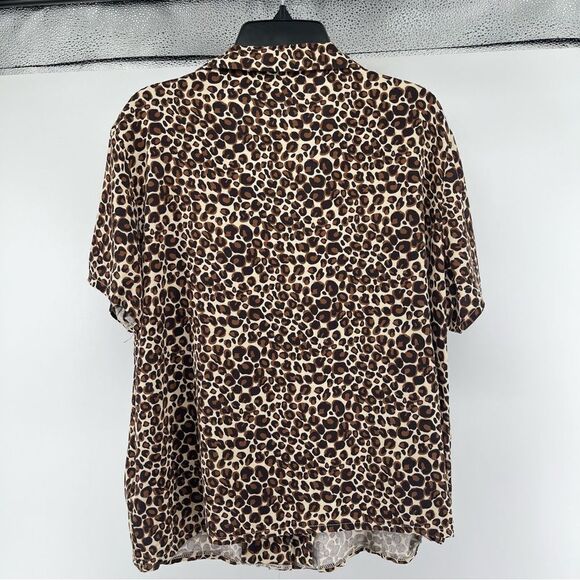Daisy Street (ASOS) Women’s Leopard Print Short Sleeve Button Front Shirt Medium - Picture 9 of 12